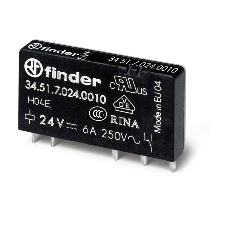 Finder 34.51.7.060.0010 Ultra İnce Elektromekanik PCB Röle – 6A, 60V DC Bobinli Kompakt Güç Rölesi