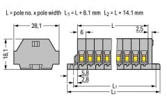2 Kutuplu 2,5mm² Sıra Klemens 261-102 | CAGE CLAMP® Bağlantı Teknolojili, Gri 100'lü