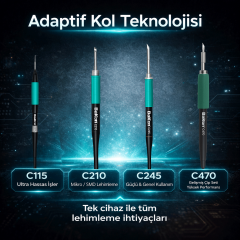 BK212 Profesyonel Lehimleme İstasyonu 180W PID Kontrollü C210 Havya İstasyonu