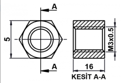 YP-416-0-0-M-0 Pirinç Dişi/Dişi Yükseltme Parçası 250 adet