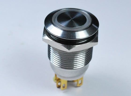 220V 19 mm Su Geçirmez Renkli Işıklı Metal Buton