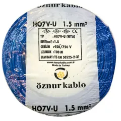 Öznur H07V-U Mavi 1.5 NYA Kablo 100 Metre