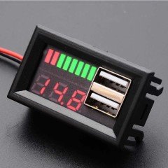USB Soketli Voltmetreli Akü Kapasite Göstergesi