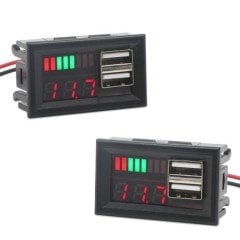 USB Soketli Voltmetreli Akü Kapasite Göstergesi