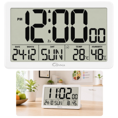Loyka LCDBY75 Beyaz Dijital LCD Saat | Tarih, Sıcaklık, Nem Göstergeli