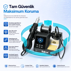 Bakon BK602S Intelligent 2 in 1 Havya İstasyonu 90W Sıcak Hava Rework İstasyonu