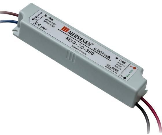 Mervesan MSD-20-350 20W 9-48 VDC 350mA Led Sürücü Adaptörü