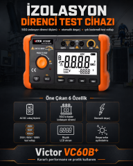 Victor VC60B+ İzolasyon Direnci Test Cihazı | Dijital Megaohmmetre