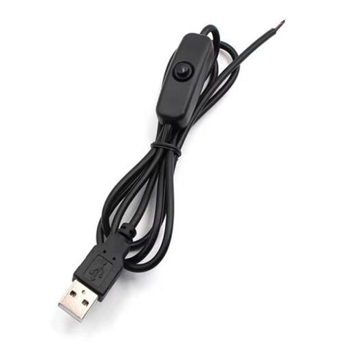 Anahtarlı USB Kablo 1 Metre Siyah 5V Aç Kapa Switch Güç Kablosu