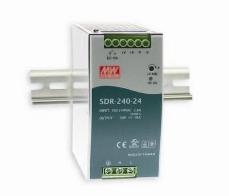 240W 24V 10.0A 88-264V SDR Minyatür Ray Montaj Güç Kaynağı