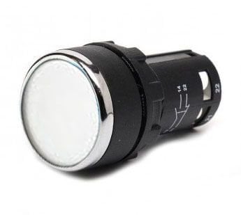 MB102DB Düz Kafa Yaylı 22mm IP 40 Monoblok Kumanda Buton Beyaz NO+1NC