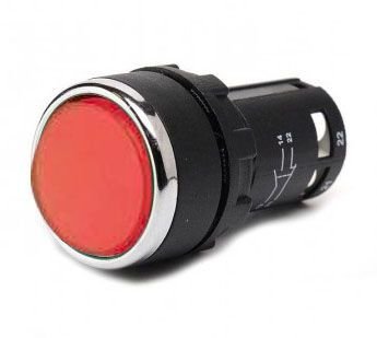 MB102DK Düz Kafa Yaylı 22mm IP 40 Monoblok Kumanda Buton Kırmızı 1NO+1NC
