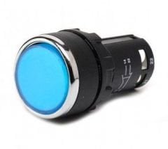 MB102DM Düz Kafa Yaylı 22mm IP 40 Monoblok Kumanda Buton Mavi 1NO+1NC