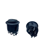 IC-134-6 ON-OFF-ON 6 Pin Işıksız Yuvarlak Anahtar Siyah