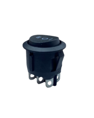 IC-134-6 ON-OFF-ON 6 Pin Işıksız Yuvarlak Anahtar Siyah