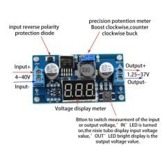 Voltmetreli LM2596 Ayarlı Power Modül