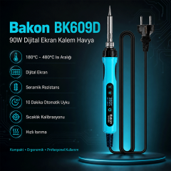 Bakon BK609D 90W Dijital Ekranlı Kalem Havya